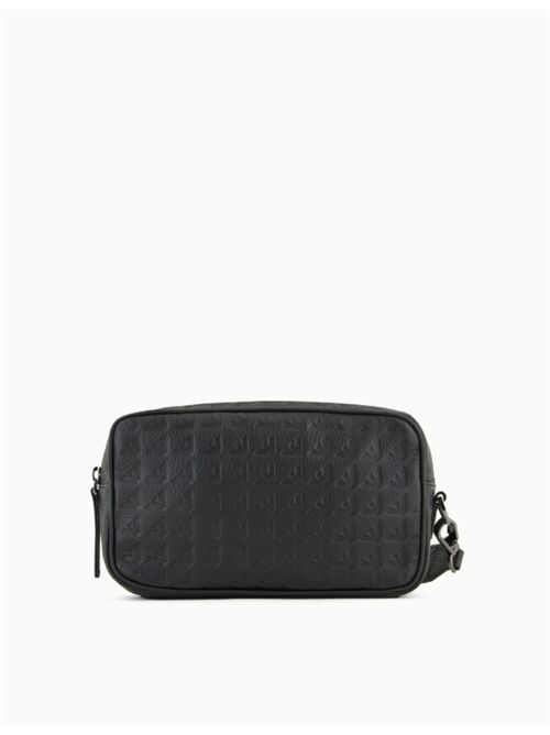 BEAUTY BAG IN LOGOED LEATHER EMPORIO ARMANI | EM001738.AF14774UC001 BLACK BEAUTY